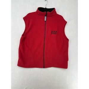 VTG Team USA Olympics Vest Fleece Red Full Zip Jacket Made in USA Mens XL